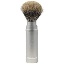 Parker® Parker Travel Shave Brush, Brushed Aluminum, Pure Badger -Men's Shaving Products Store Parker Travel Shave Brush Brushed Aluminum Pure Badger 3