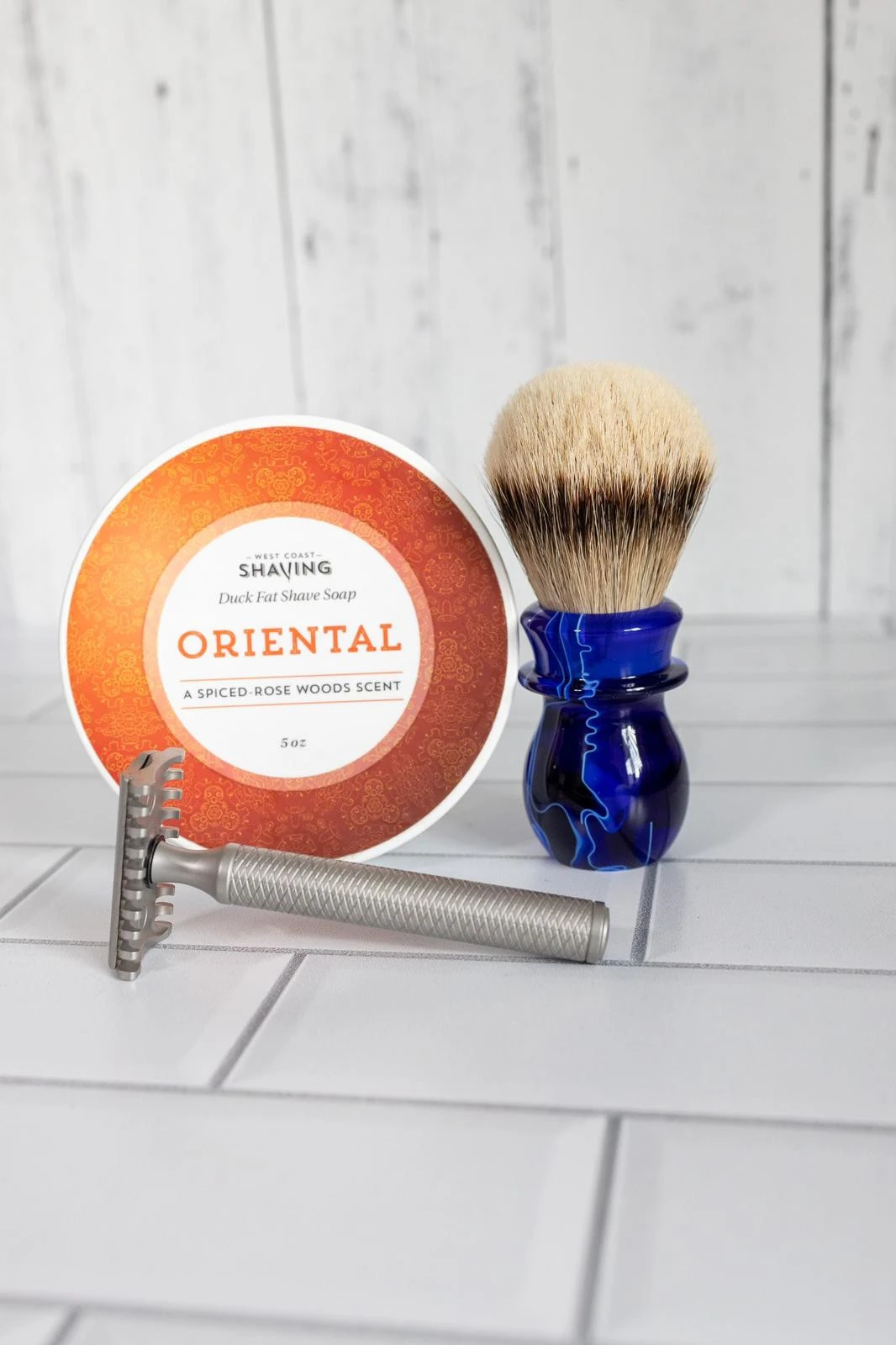 WCS Marble Collection Shaving Brush, Admiral Blue 3 WCS Marble Collection Shaving Brush, Admiral Blue - Image 3