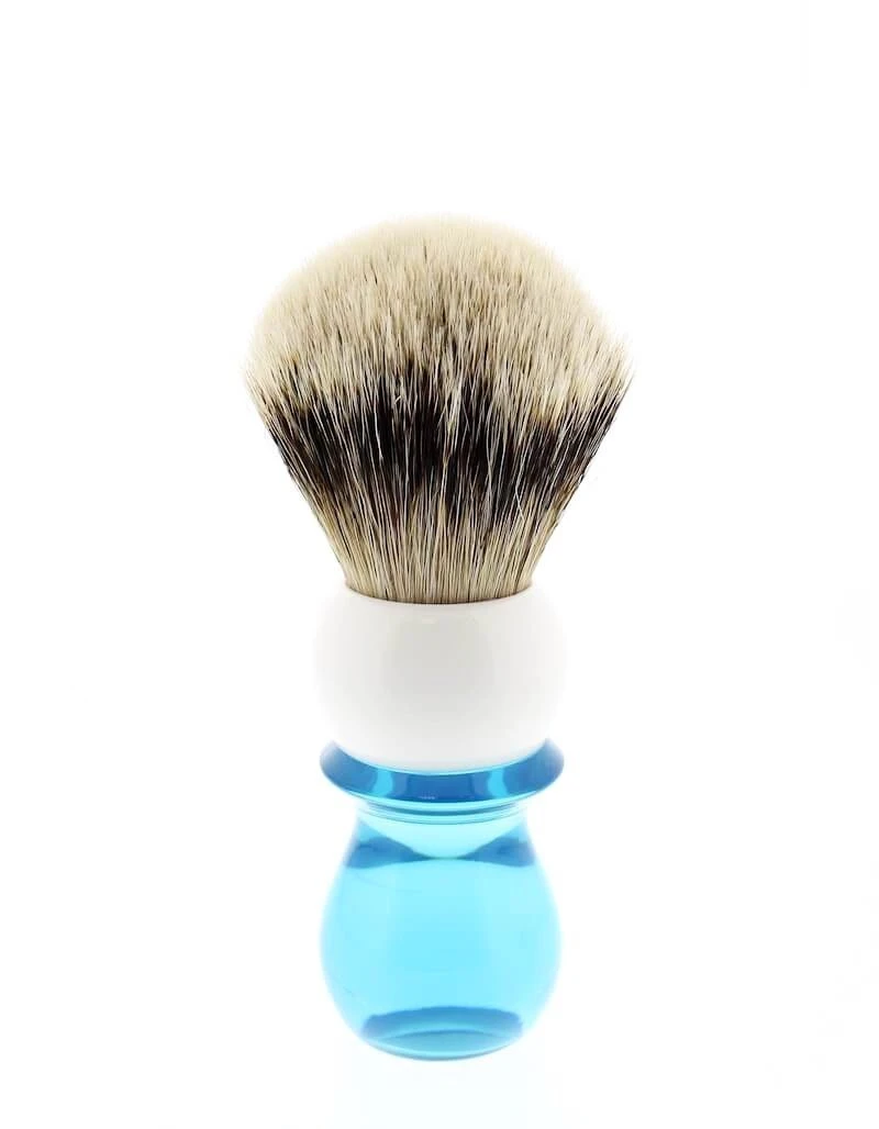 WCS Two-Tone Tall Silvertip Shaving Brush, Blue & White 2 WCS Two-Tone Tall Silvertip Shaving Brush, Blue & White - Image 2