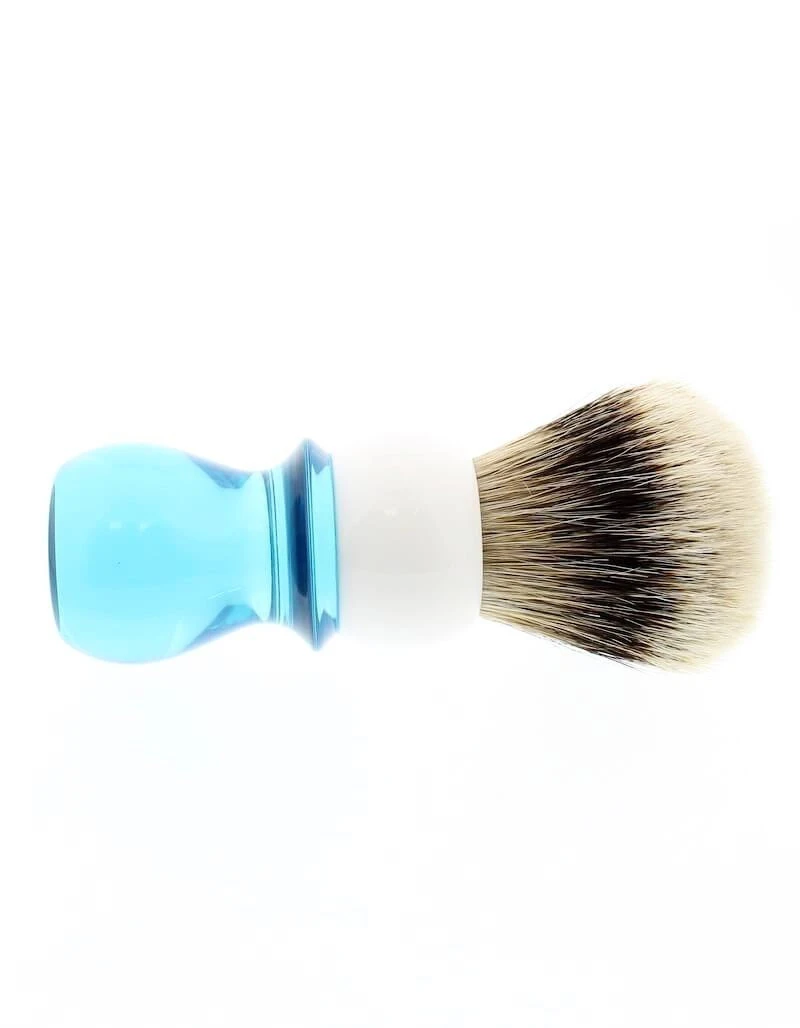 WCS Two-Tone Tall Silvertip Shaving Brush, Blue & White 4 WCS Two-Tone Tall Silvertip Shaving Brush, Blue & White - Image 4