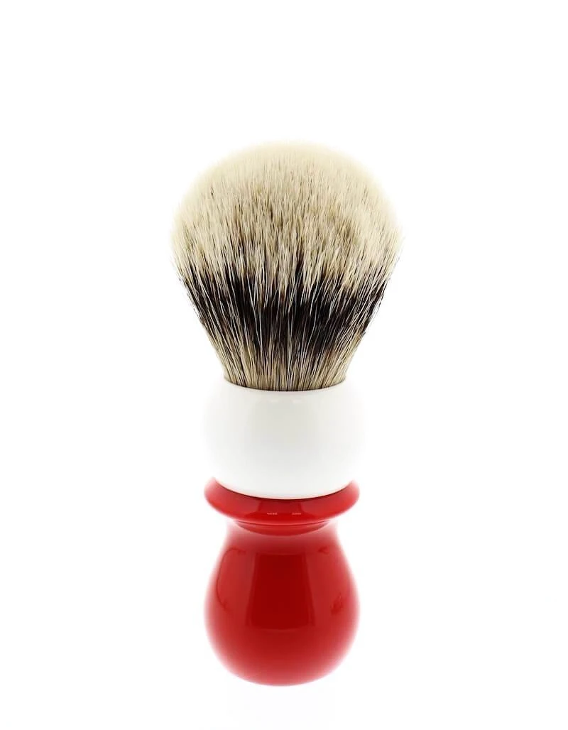 WCS Two-Tone Tall Silvertip Shaving Brush, Red & White 2 WCS Two-Tone Tall Silvertip Shaving Brush, Red & White - Image 2
