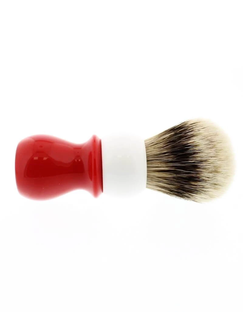 WCS Two-Tone Tall Silvertip Shaving Brush, Red & White 4 WCS Two-Tone Tall Silvertip Shaving Brush, Red & White - Image 4