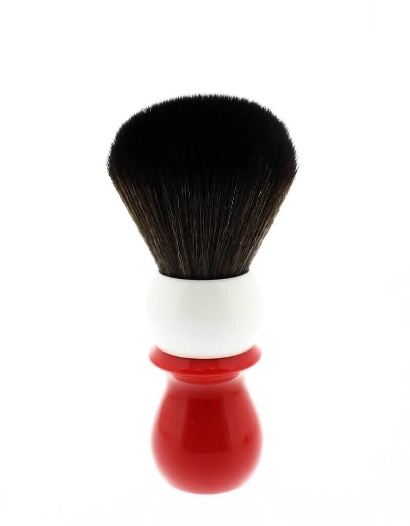 WCS Two-Tone Tall Synthetic Shaving Brush, Red & White 2 WCS Two-Tone Tall Synthetic Shaving Brush, Red & White - Image 2