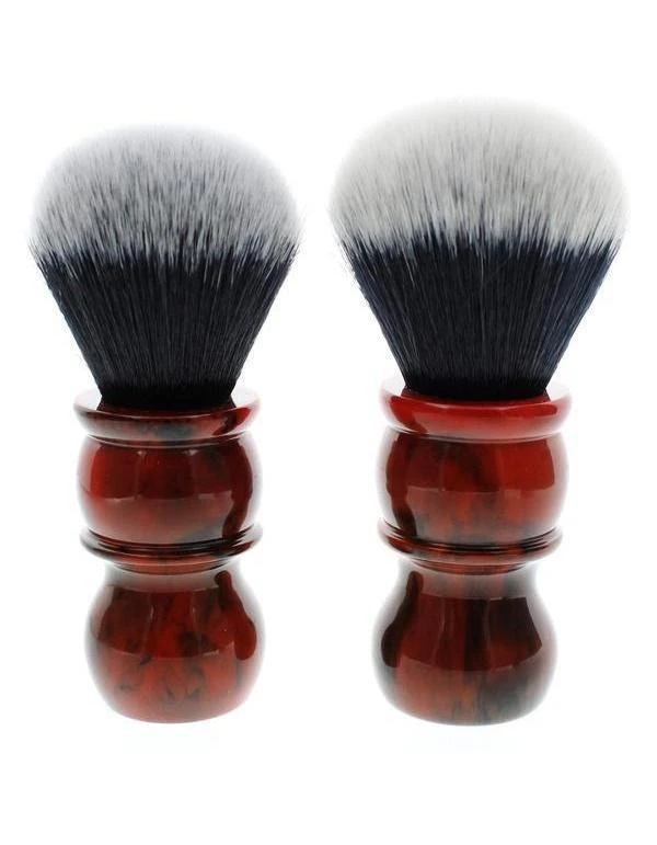 Yaqi Red Marble Handle Tuxedo Synthetic Shaving Brushes 2 Yaqi Red Marble Handle Tuxedo Synthetic Shaving Brushes - Image 2